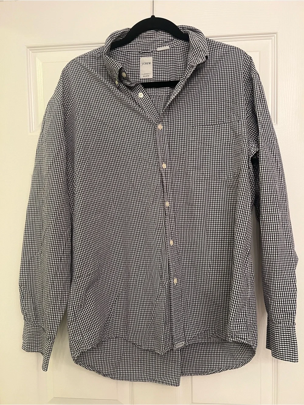 J. Crew Black and White Gingham Button-Down Shirt